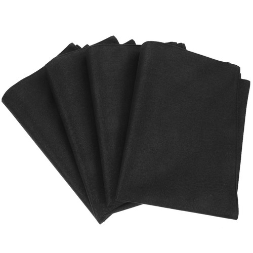 Black linen table placemats - black,