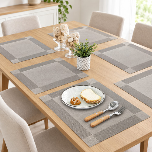 6pcs grey pvc placemats - 6pcs, non